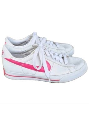 Nike Women's Pink White Sneaker Shoes Leather Size 8 Vintage Y2K 90s girlcore